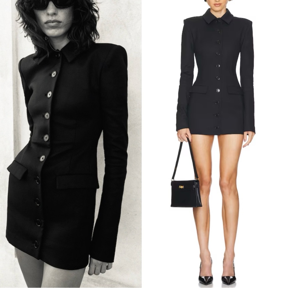 NWOT Helsa Little Lady Dress Black Suit Dress XS Structured Blazer Mini Dress